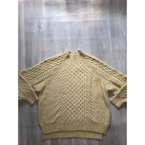 A New Day Womens Cable Knit Sweater XXL Beige Wool Blend Pullover - Picture 4 of 8